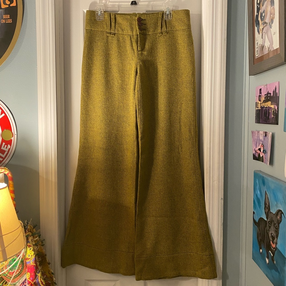 Free People Herringbone wide leg bell bottom pants